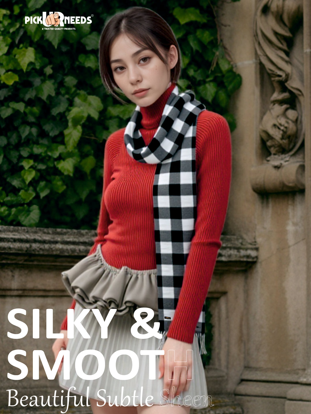 Pick Ur Needs Pure Cashmere Womens Winter Stylish Muffler Warm, Soft and Trendy Scarves for Cold W